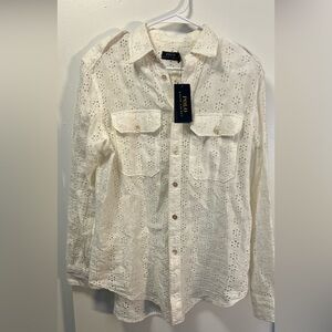 NWT Ralph Lauren White Eyelet Button-Up Shirt